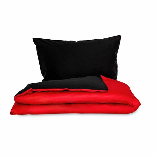 Lenjerie de pat din satin Luxury Collection, roşu /negru, 140 x 200 cm, 70 x 90 cm
