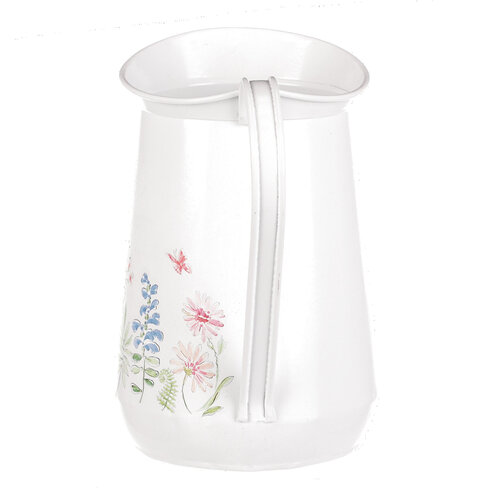 Vase "Wiesenblumen", 17 x 18 x 11 cm, Krug, Metallweiß  ,