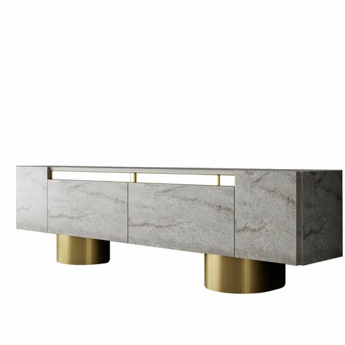 Stolik pod telewizor Bohem Travertine and Gold