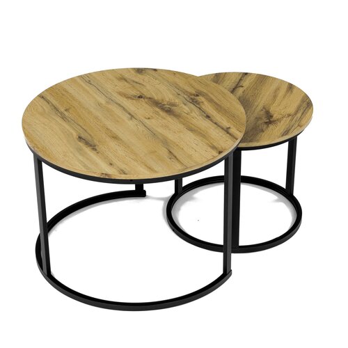 Couchtisch-Set, Wild Eiche, 2 Stück