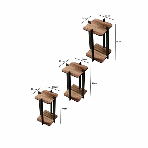 Virágállvány Flower Desk Square - Walnut