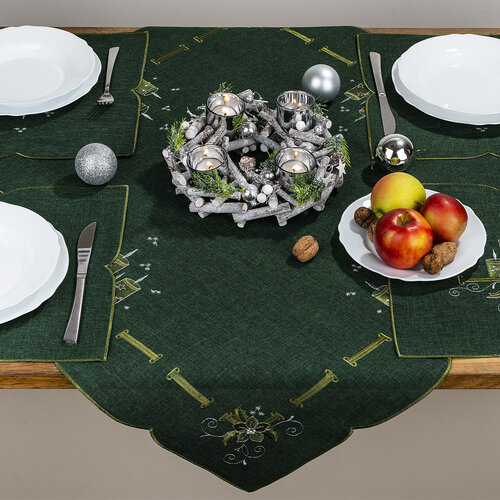 Vianočný obrus Sviečky zelená, 35 x 35 cm