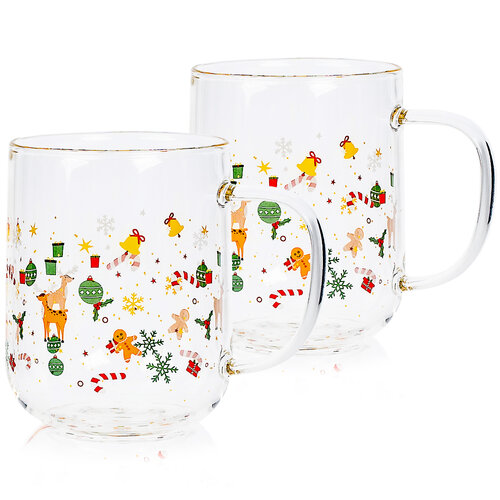 4Home Kubek szklany Hot&Cool Christmas time 350 ml, 2 szt.