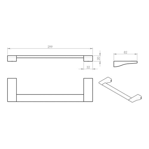GEDY 572130 Glamour držalo za brisače 30 x 8,2 cm,siva