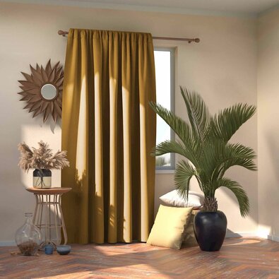 Restilo Draperie Blackout Oxford Pleat muștar, 140 x 245 cm
