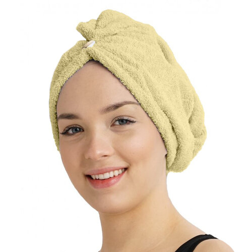 Szybkoschnący turban frotte do włosów kremowy