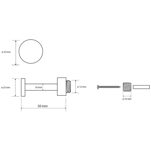 Cârlig drept 5 cm Sapho XR218 X-Round , crom