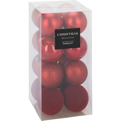Súprava 16 ks vianočných ozdôb Festive Sparkles, červená, pr. 8 cm, plast