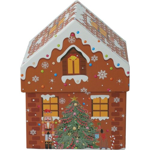 Weihnachtsgeschenkboxen-Set „Cookie Houses“, braun, 2 Stück