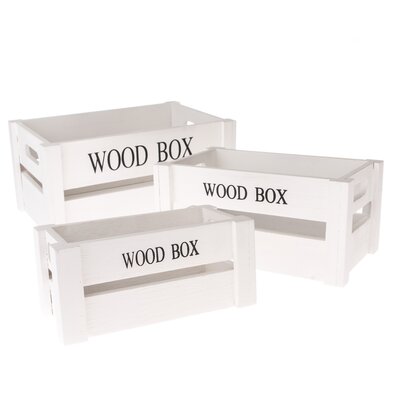 Komplet lesenih zabojev Wood Box, 3 kos, beli