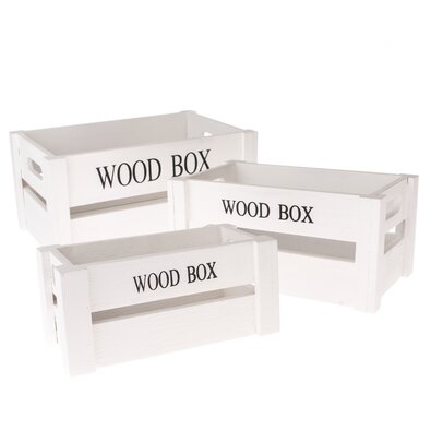 Set lădițe din lemn Wood Box, 3 buc., alb