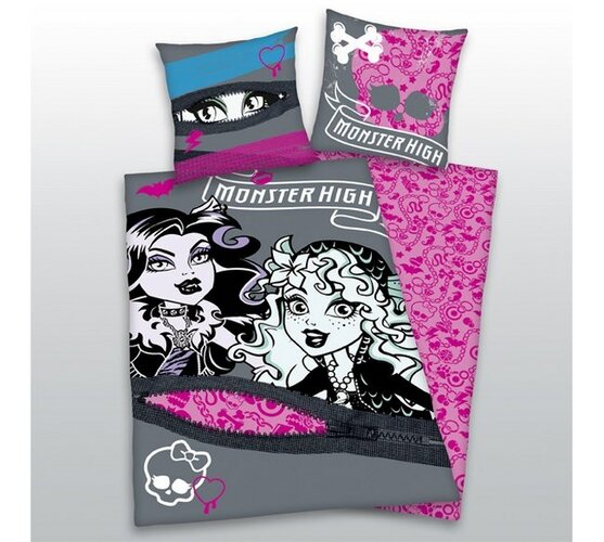 Detské obliečky Monster High, 140 x 200 cm, 70 x 9, sivá, 140 x 200 cm, 70 x 90 cm