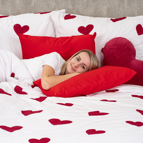4Home Red Hearts pamut ágyneműhuzat, 140 x 220 cm, 70 x 90 cm