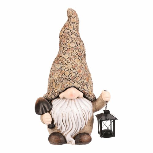 Elf mit Schaufel und Kerzenlaterne, Polyresin, 30 x 20 x 50 cm