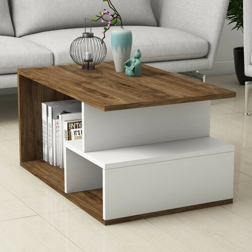 Konferenčný stolík Arte White and Dark Walnut