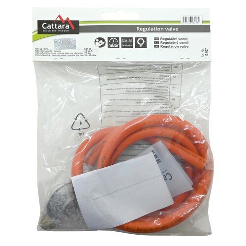 Cattara 13607 Plinski regulator tlaka 30 mbar EN16129 s cevjo 1,5 m
