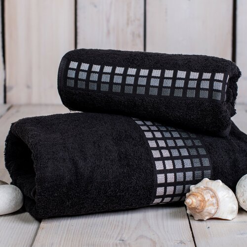 Ręcznik kąpielowy Darwin czarny, 70 x 140 cm