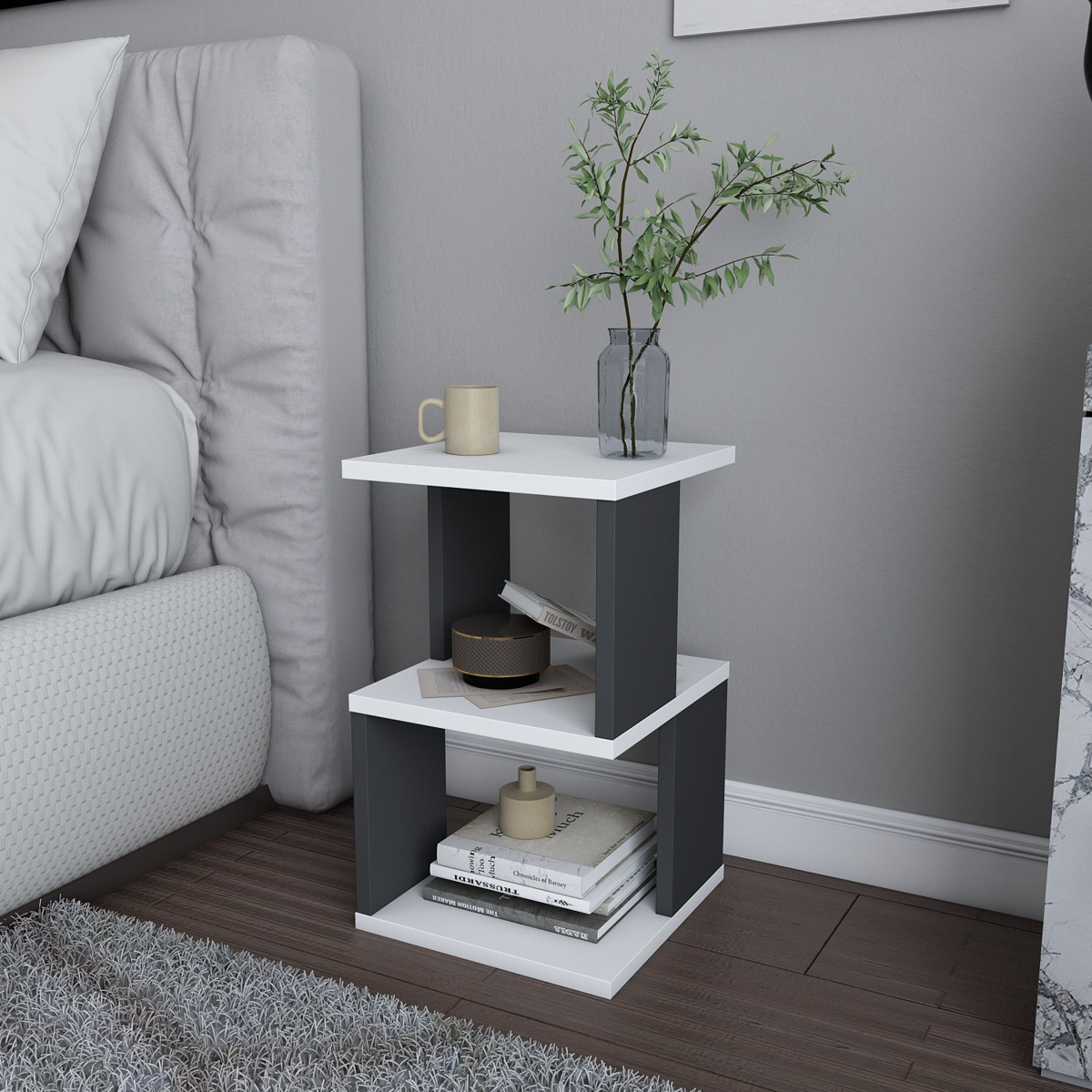 Noční stolek Carter White Anthracite - thumb (2)