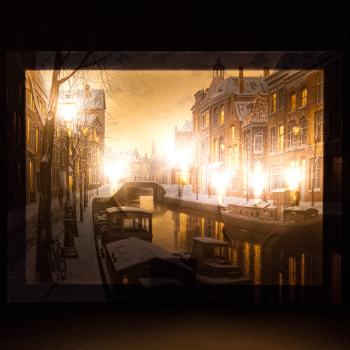 LED obraz na plátne Mesto pod snehom, 30 x 40 cm