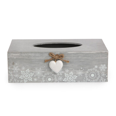 Box na kapesníky Love Winter šedá, 25,5 x 8,5 cm