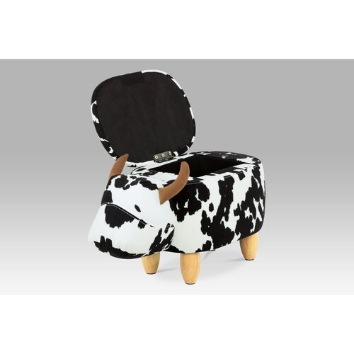Taburet s úložným prostorem Kráva, černobílá