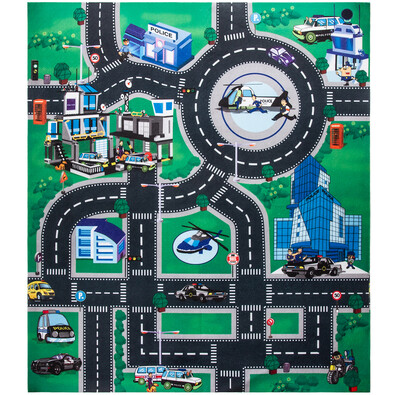 Detská hracia podložka s autíčkami Police city, 70 x 80 cm
