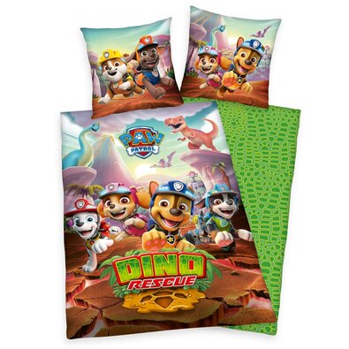 Herding Дитяча бавовняна постільна білизна Paw Patrol Dino Rescue, 140 x 200 см, 70 x 90 см