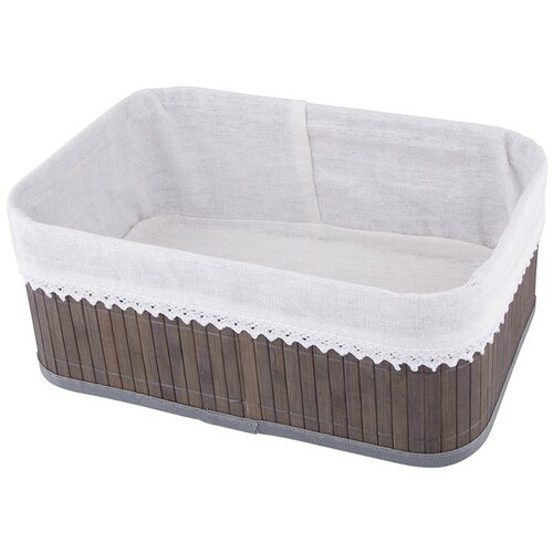 Altom Coș de depozitare din bambus cu dantelă, 30x 20 x 12 cm