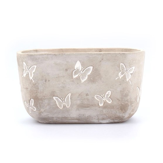 Betonový obal na květináč Motýli, 21,5 cm, BK4124