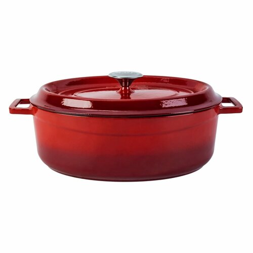 LAVA Metal Oală ovală din fontă roșie, 7 l,diametru 31 cm