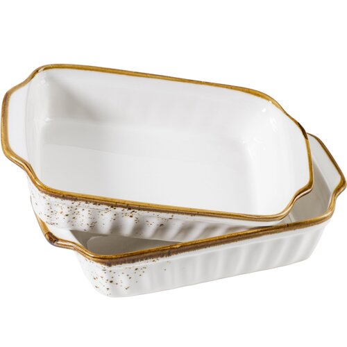 Mäser Set de 2 vase pentru copt Pintar White cupuncte maro 23 x 14,5 cm