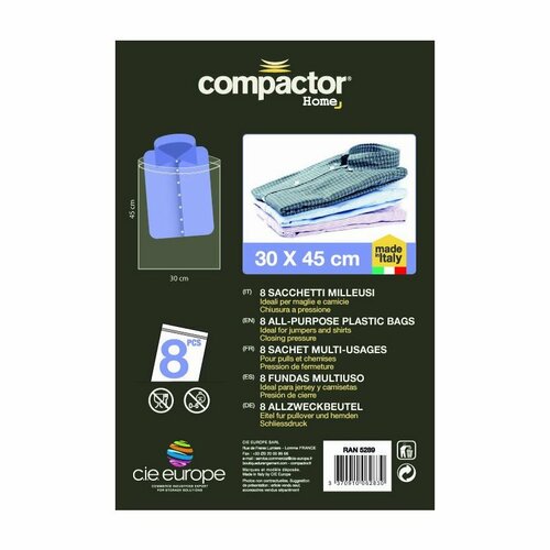 Compactor Set de 8 pungi cu fermoar pentru haine,30 x 45 cm