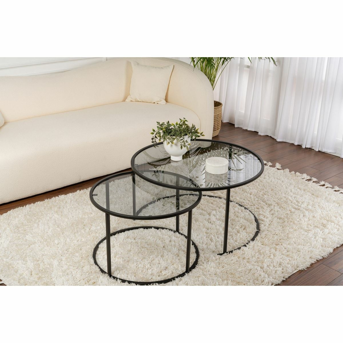 Súprava konferenčných stolíkov Aurum Black and Grey 80 cm, 2 ks