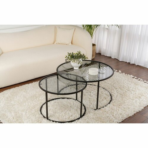 Zestaw stolików konferencyjnych Aurum Black and Grey 80 cm, 2 szt.