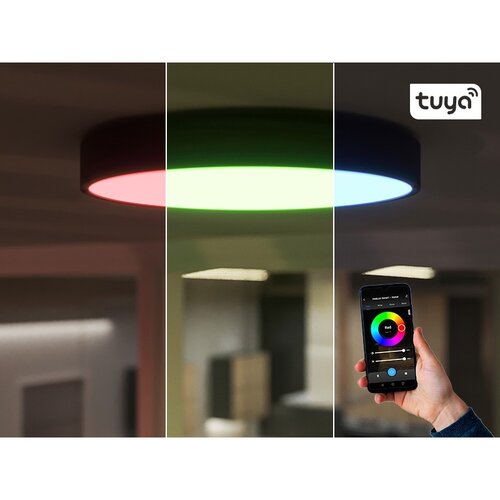 Panlux Prisadené LED svietidlo Verona Circle Smart čierna, pr. 28,3 cm, IP54
