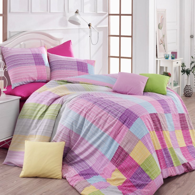 Bedtex Bavlněné povlečení Karo růžová