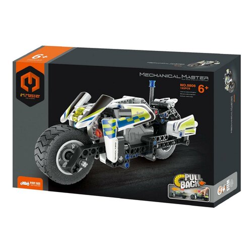 Stavebnice iM.MASTER policejní motorka na zpětnénatažení, 193 dílků