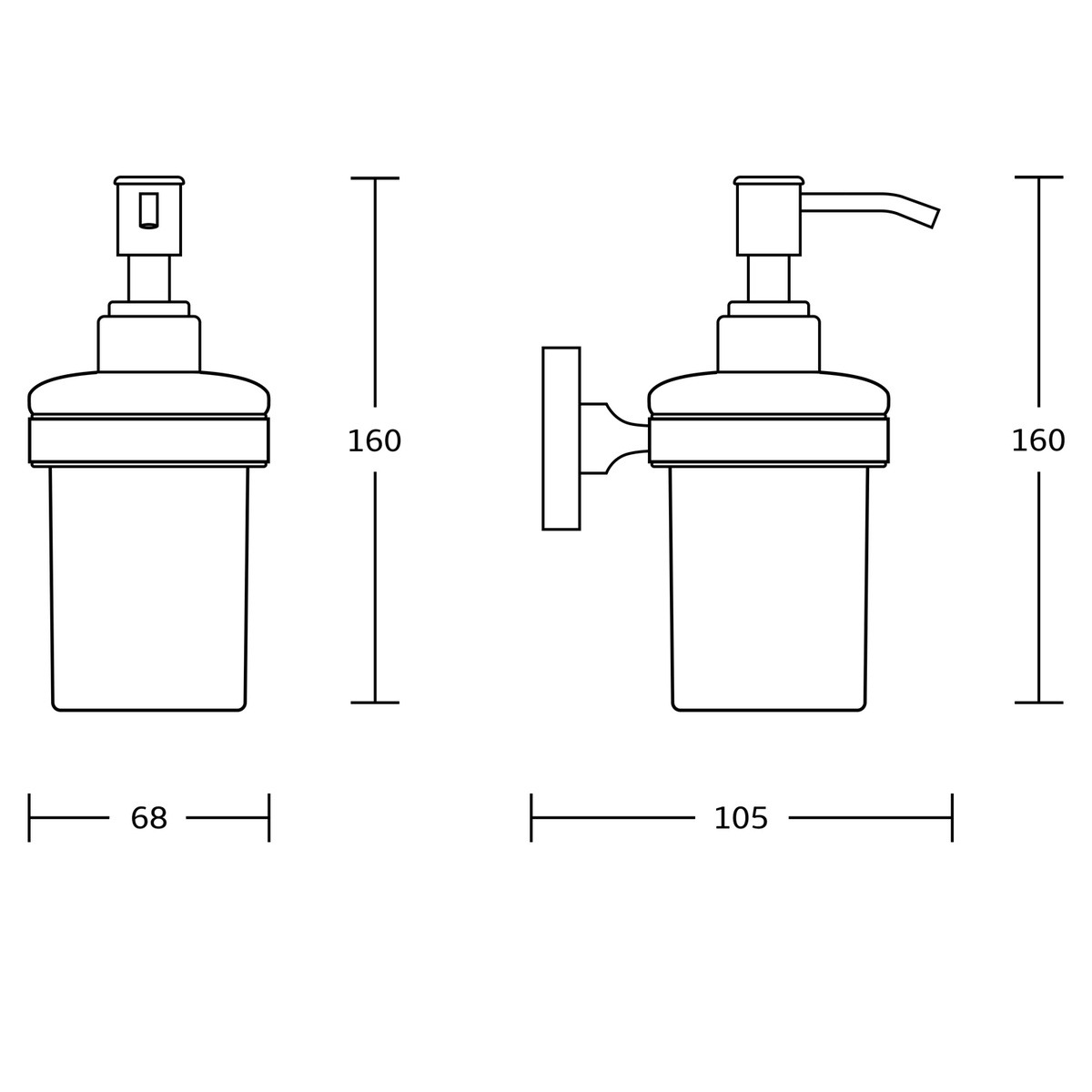 AQUALINE SB119 Samba szappanadagoló 150 ml,tejüveg termék 2. képe