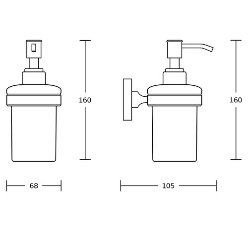Dispenser de săpun AQUALINE SB119 Samba 150 ml, sticlă lăptoasă