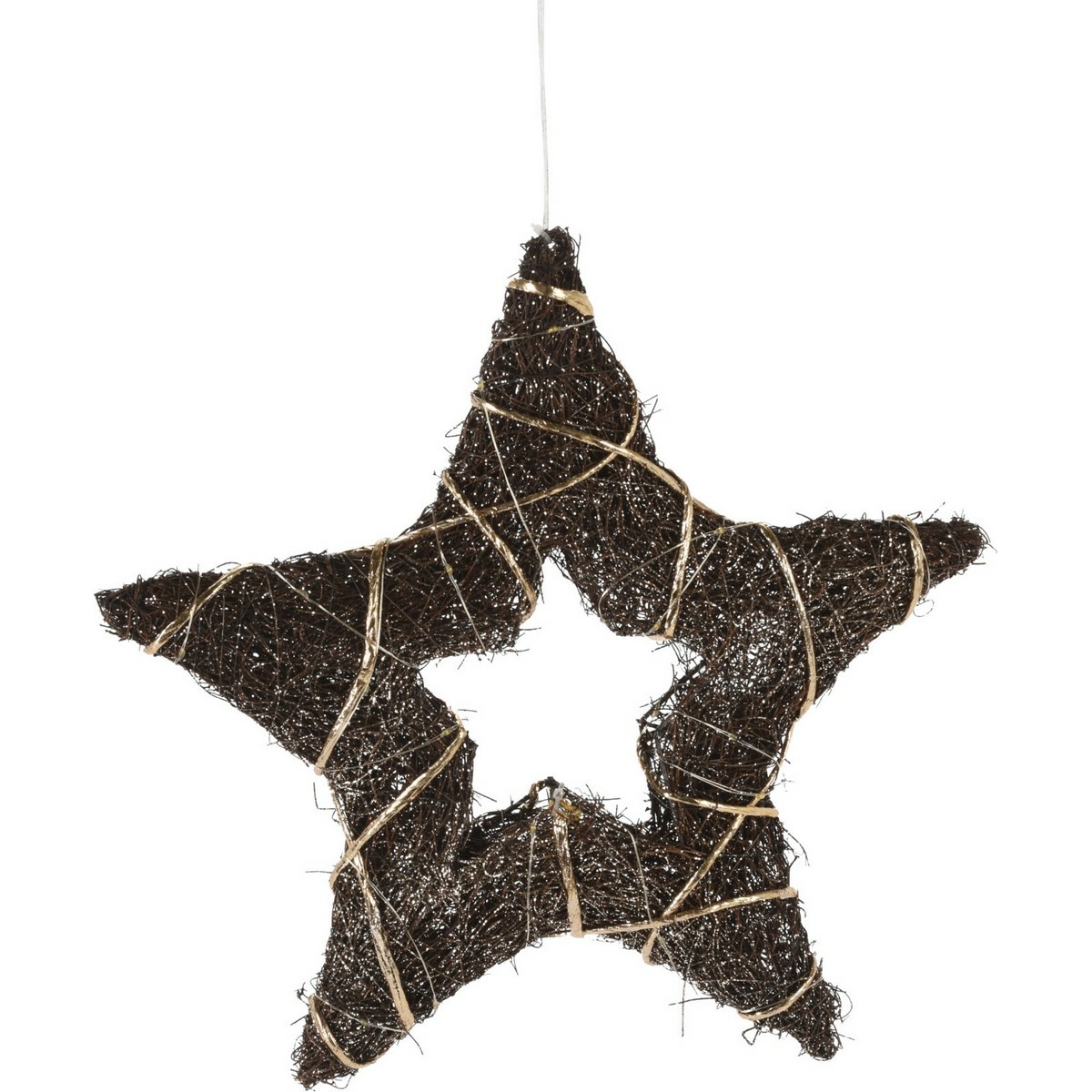 Levně Vánoční LED hvězda Browee tmavě hnědá, 30 LED, 39 x 37 x 4 cm