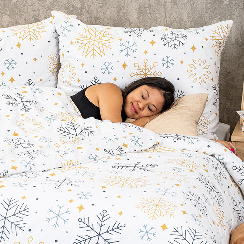4Home Flanelno posteljnino Frosty snowflakes, 140x 200 cm, 70 x 90 cm