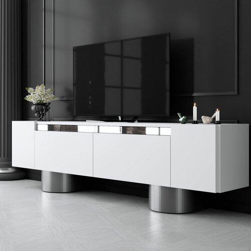 Măsuță TV Bohem White and Silver