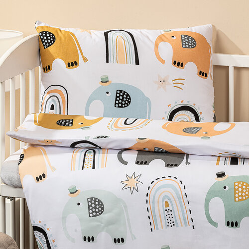 4Home Babybettwäsche aus Baumwolle Little elephant, 100 x 135 cm, 40 x 60 cm