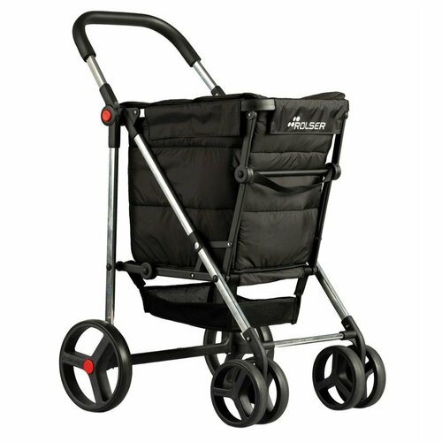Rolser Basket Polar 4Big Faltbarer Einkaufswagen auf Rädern, Schwarz