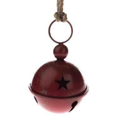 Металевий підвісний дзвіночок із зіркою червоний, 17 х 27 см