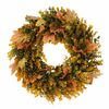Művirág koszorú eukaliptuszból, átmérő 50 cm,narancssárga-zöld