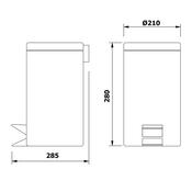 AQUALINE 27103 Simple line odpadkový kôš okrúhly 5 l, nehrdz. oceľ