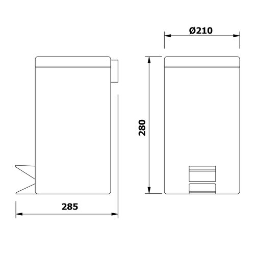 AQUALINE 27105 Simple line hulladékgyűjtő kosár kerek 5 l, rozsdamentes acél