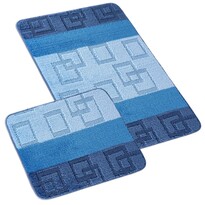 Bellatex Komplet dywaników łazienkowych bez wycięcia Bany Kostky niebieski, 60 x 100 cm, 60 x 50 cm