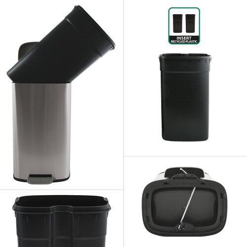 Coș de gunoi cu pedală soft-close Spirella Akira 30 l, oțel inoxidabil periat